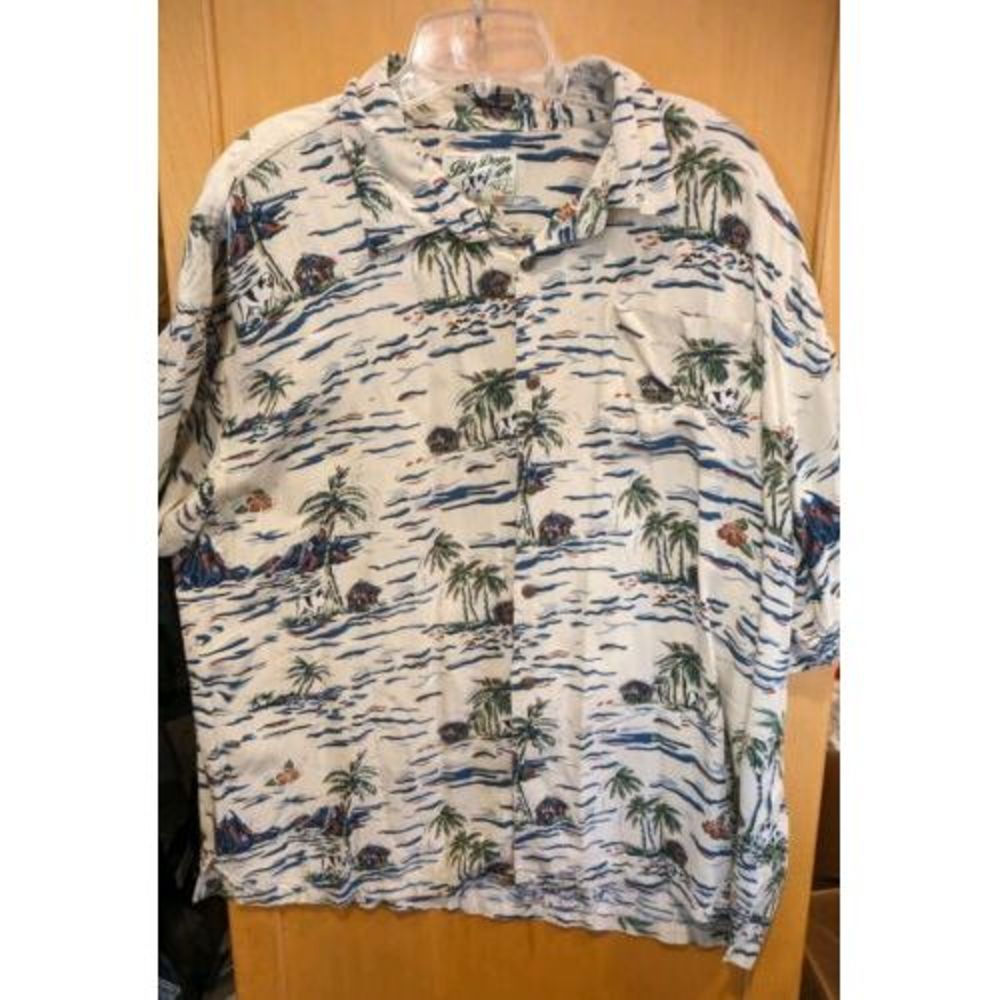 Big Dogs Shirt Mens Large XL  Short Sleeve Button Up‎ 100% Rayon